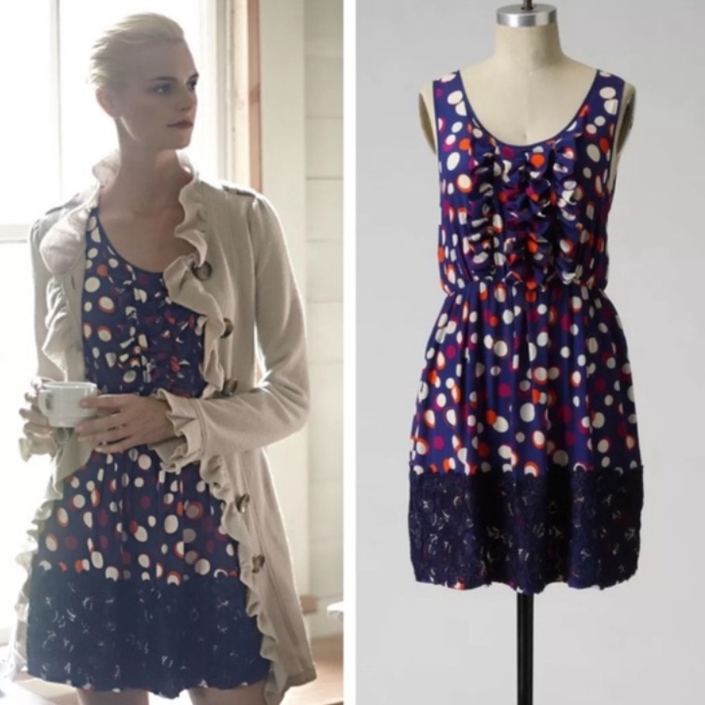Anthropologie Color-Drenched Polka Dot Silk Dress - Picture 1 of 9